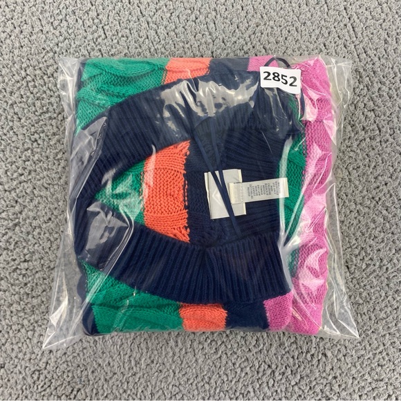 St John's Bay Rainbow Stripe Cable Knit V-Neck Sweater  |  Size:  L - Picture 13 of 13